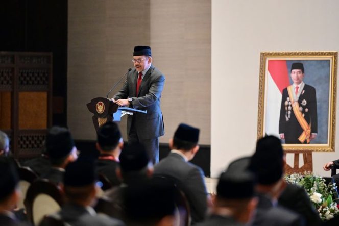 
 Ketua Badan Amil Zakat Nasional (Baznas) Republik Indonesia Noor Achmad saat pembukaan Rapat Koordinasi Nasional (Rakornas) Baznas, di Istana Negara, Ibu Kota Nusantara (IKN)