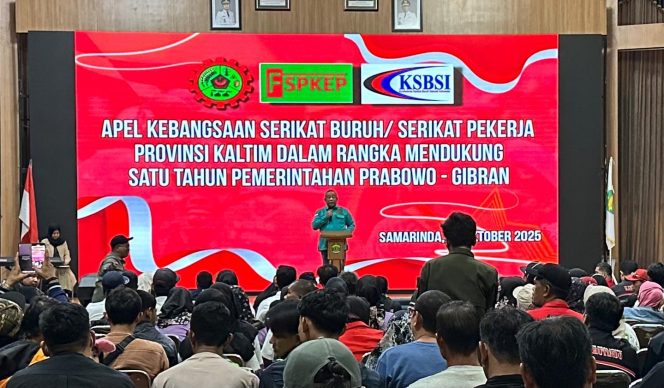 
 Serikat Buruh Kaltim Gelar Apel Kebangsaan, Dukung Satu Tahun Pemerintahan Prabowo-Gibran